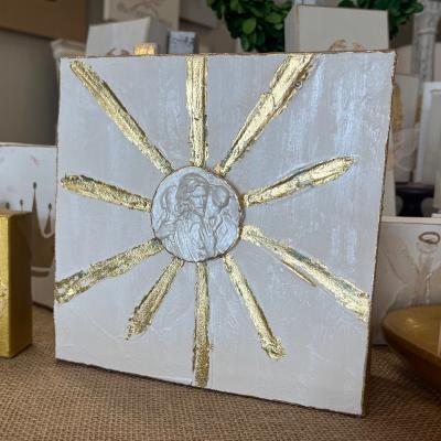 Gold Leaf Sunburst with Lamb of God Intaglio