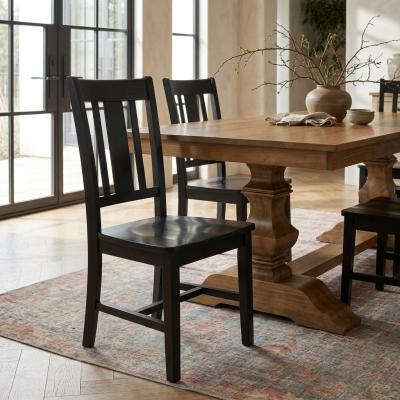 Black Wood Slat Back Dining Chair