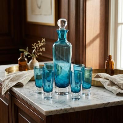 Block Crystal Aqua Decanter Set