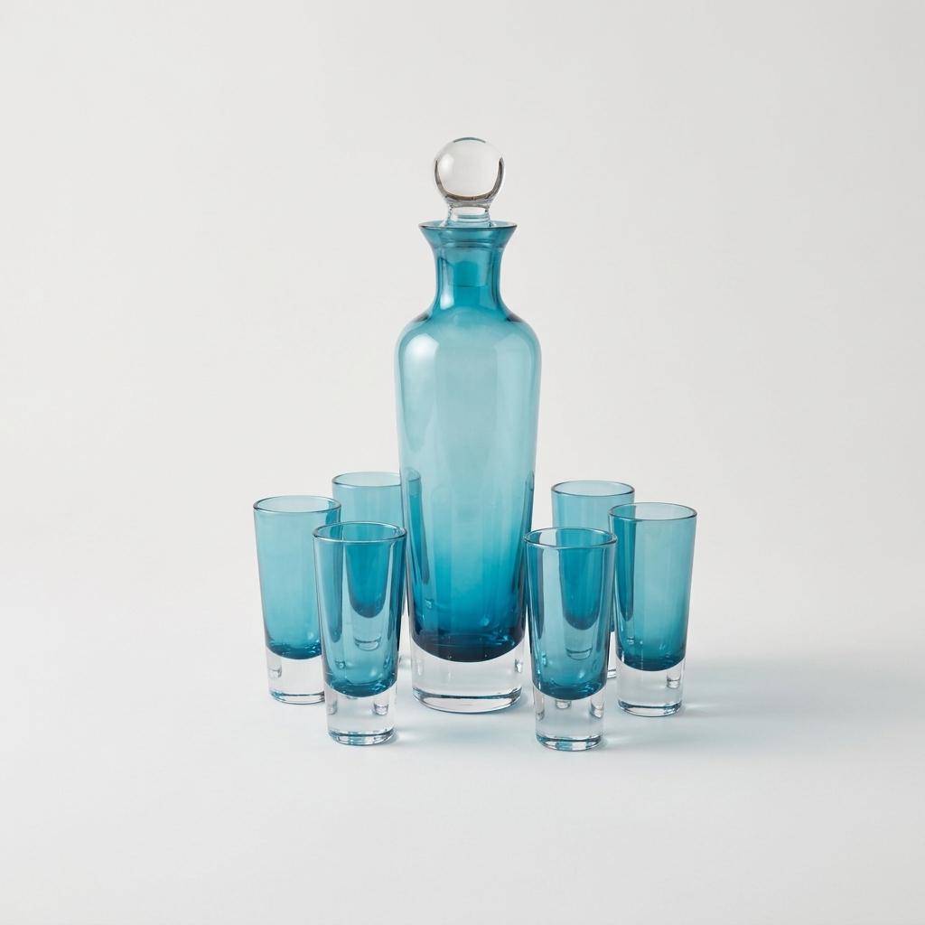 Block Crystal Aqua Decanter Set
