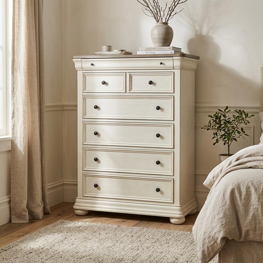 Off-White Tall Chest of Drawers