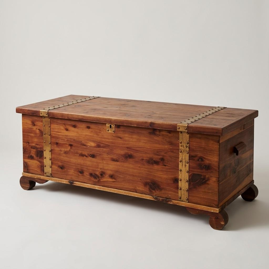 Vintage Cedar Chest with Brass Straps
