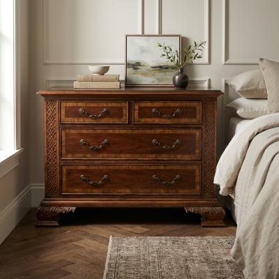 Traditional Inlaid Four-Drawer Low Chest