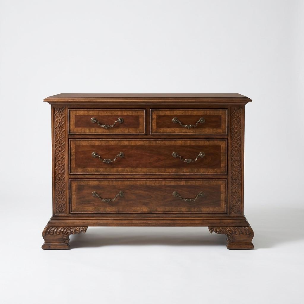 Traditional Inlaid Four-Drawer Low Chest