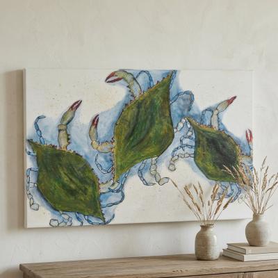 Blue Crab Trio Acrylic Painting