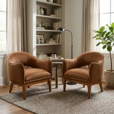 Rust Faux Suede Accent Chair