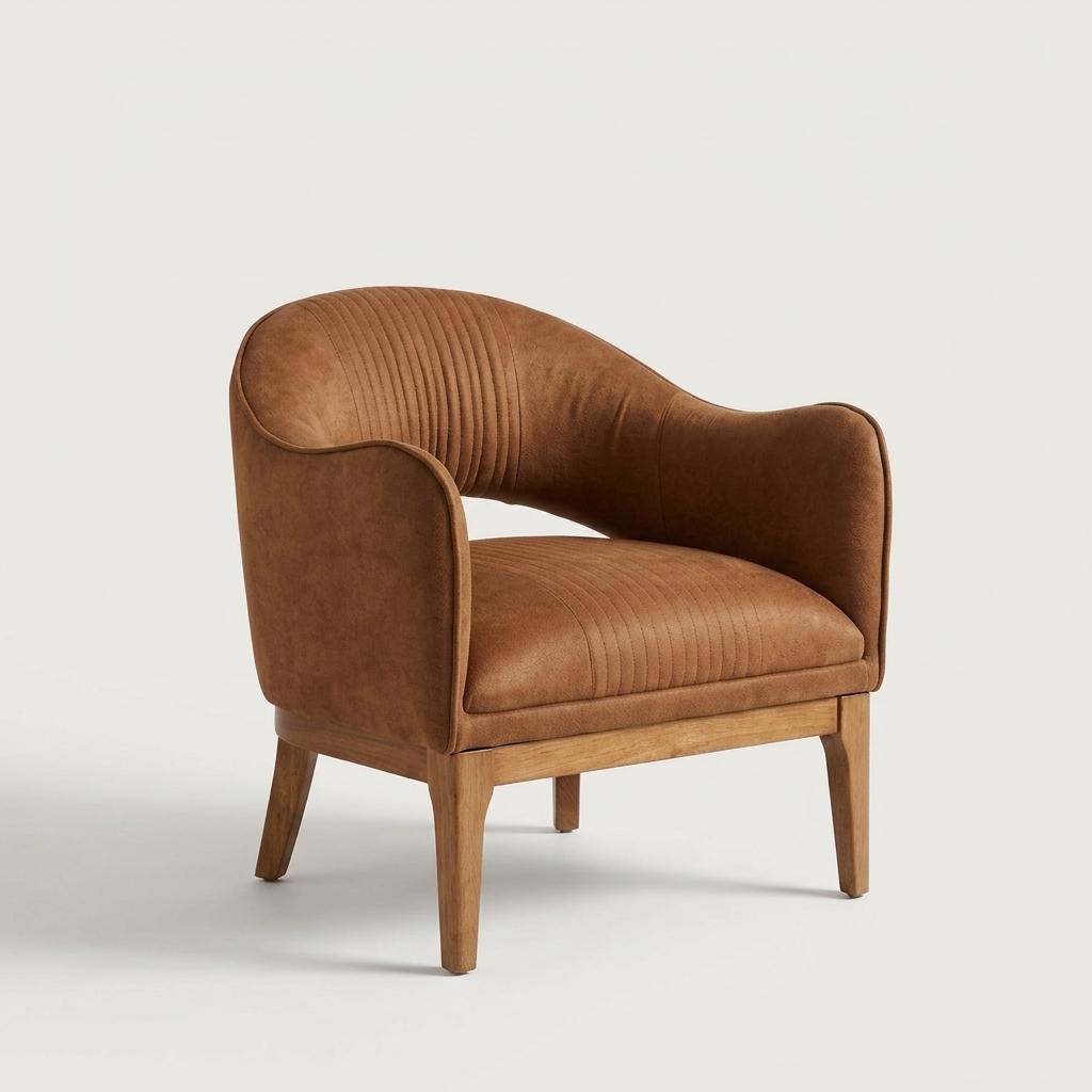 Rust Faux Suede Accent Chair