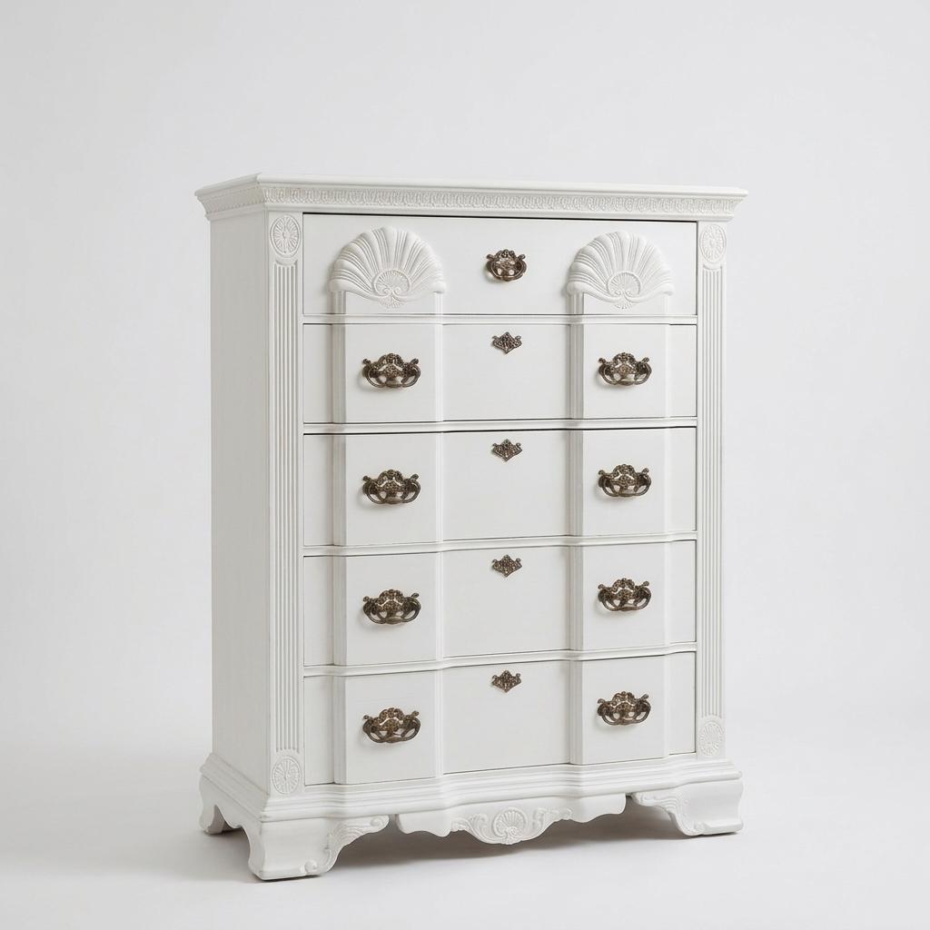 Painted White Five-Drawer Chest