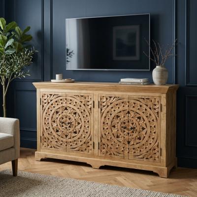 Carved Mango Wood Sideboard