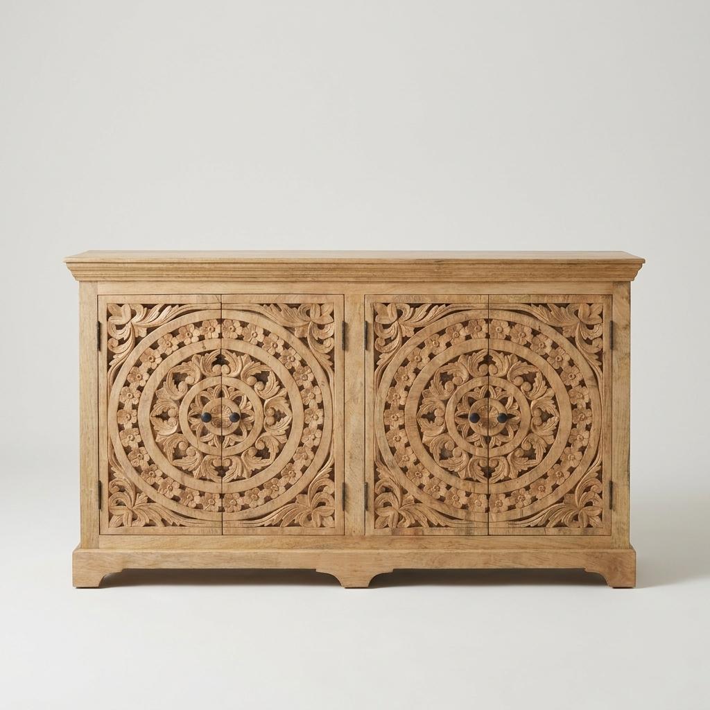 Carved Mango Wood Sideboard